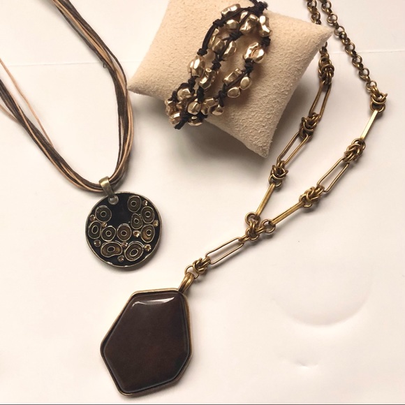 Large stone pendant brown w/ gold tone chain - Picture 9 of 9